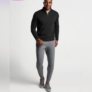Peter Millar Small Black Crown Fleece Quarter Zip Sweater Golf Performance $160